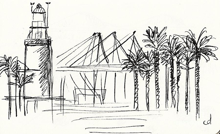 Muelle Uno in Malaga Drawing by Chani Demuijlder
