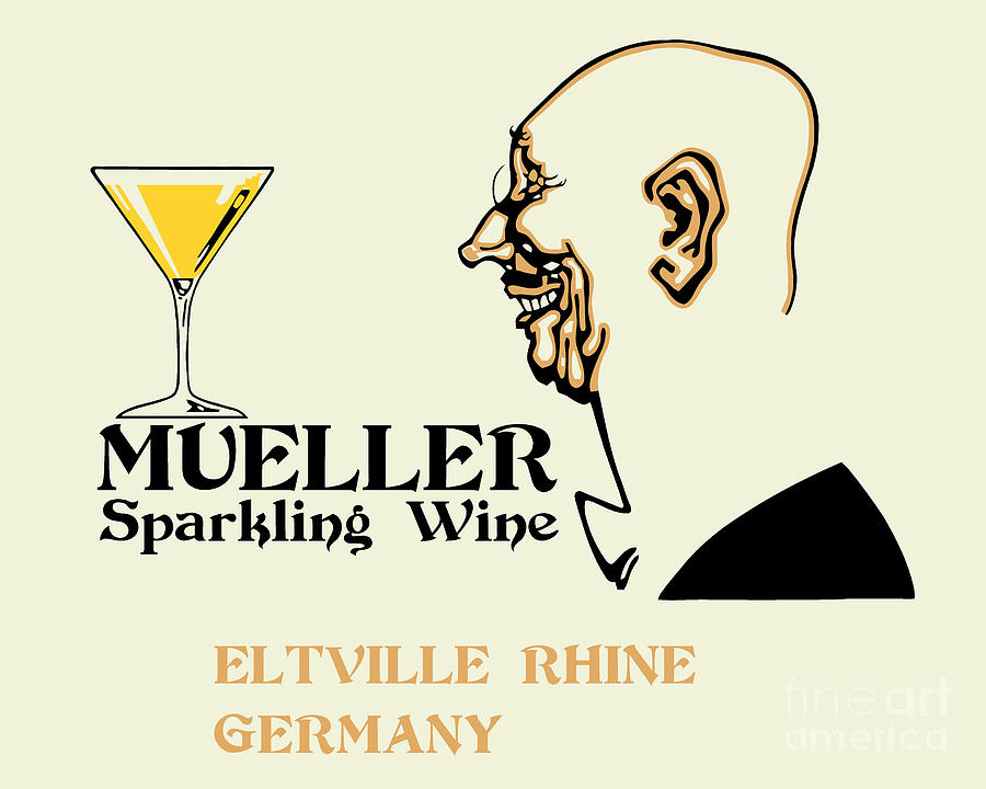 Mueller sparkling wine Drawing by Heidi De Leeuw