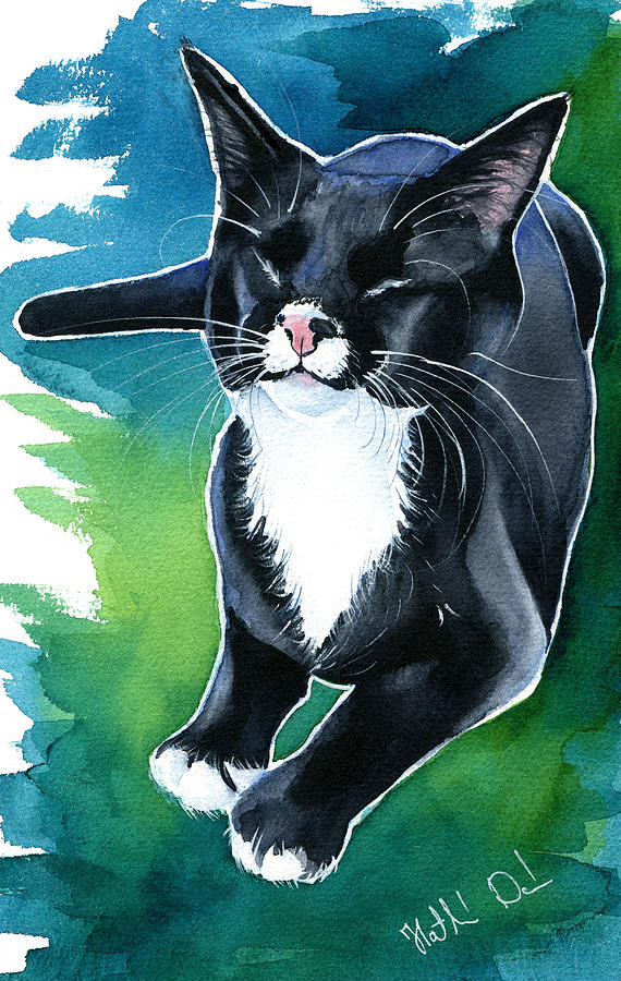 Muffin - Tuxedo Cat Painting Painting by Dora Hathazi Mendes