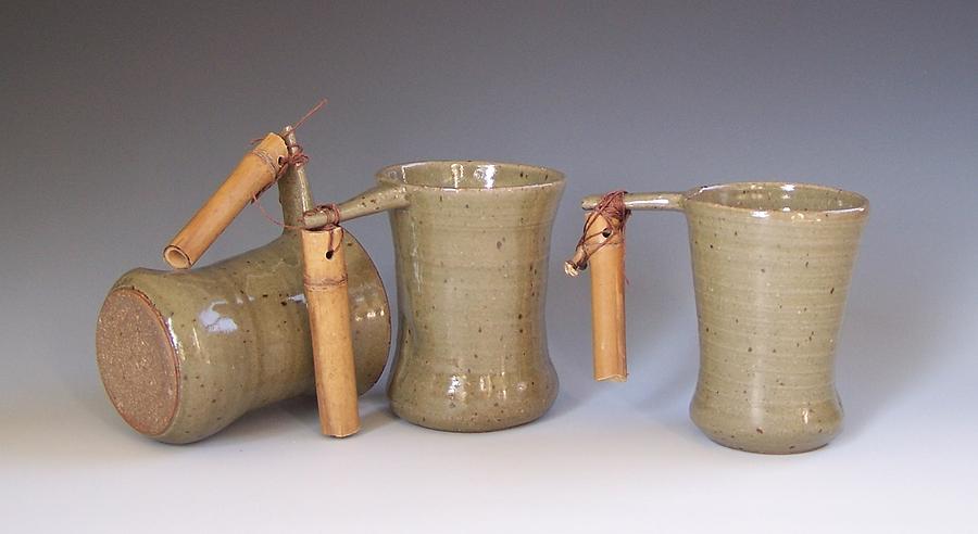 Mug with Bamboo Handle Ceramic Art by Seth Czaplewski