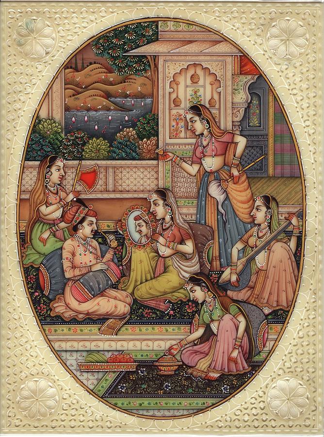 Mughal Indian Miniature Art Handmade Watercolor Mogul