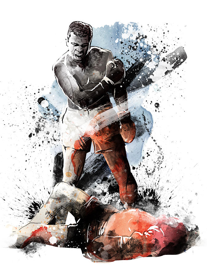 Vintage Painting - Muhammad Ali Versus Sonny Liston by Unique Drawing