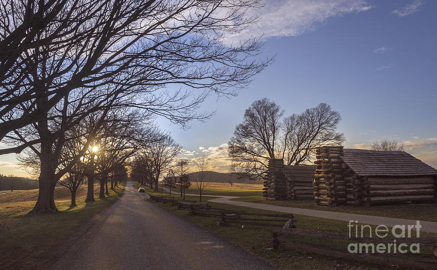 Sunset Photograph - Muhlenberg huts at valley Forge by Rima Biswas