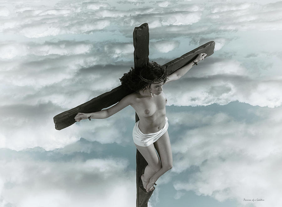 Female Crucifix Photograph - Mujer crucificada en tonos descoloridos by Ramon Martinez