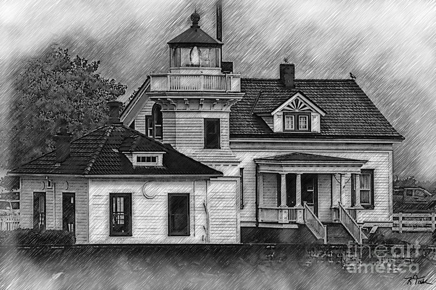 Lighthouses Digital Art - Mukilteo Lighthouse Sketched by Kirt Tisdale Lighthouses Digital Art - Mukilteo Lighthouse Sketched by Kirt Tisdale