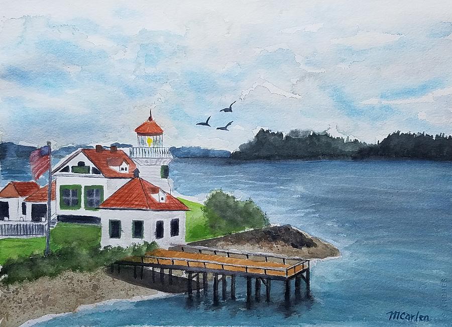 Mukilteo Lighthouse - Whidbey Island Painting by M Carlen