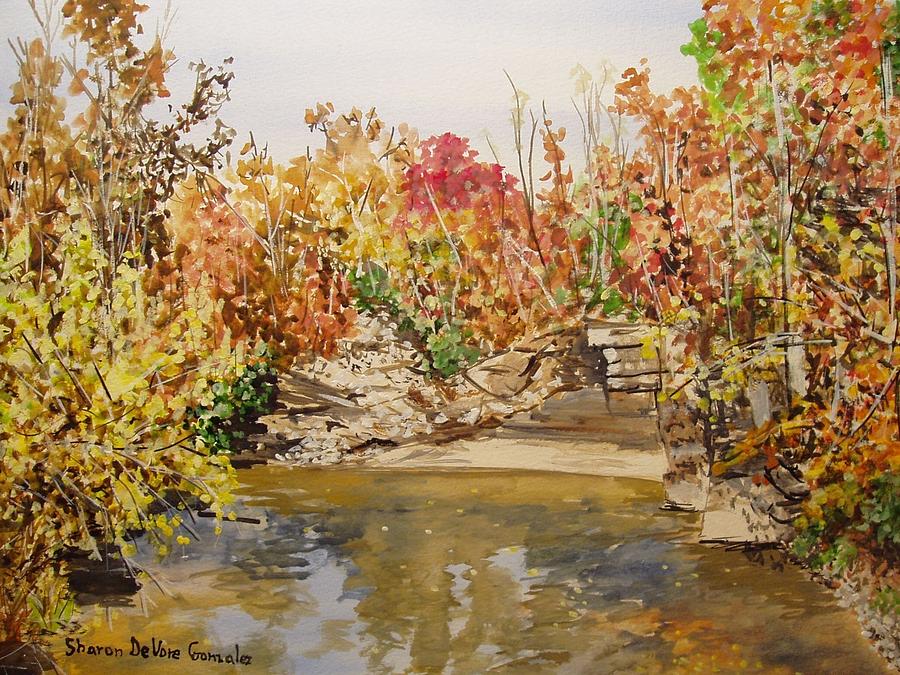 Tree Painting - Mulberry River in Fall by Sharon  De Vore