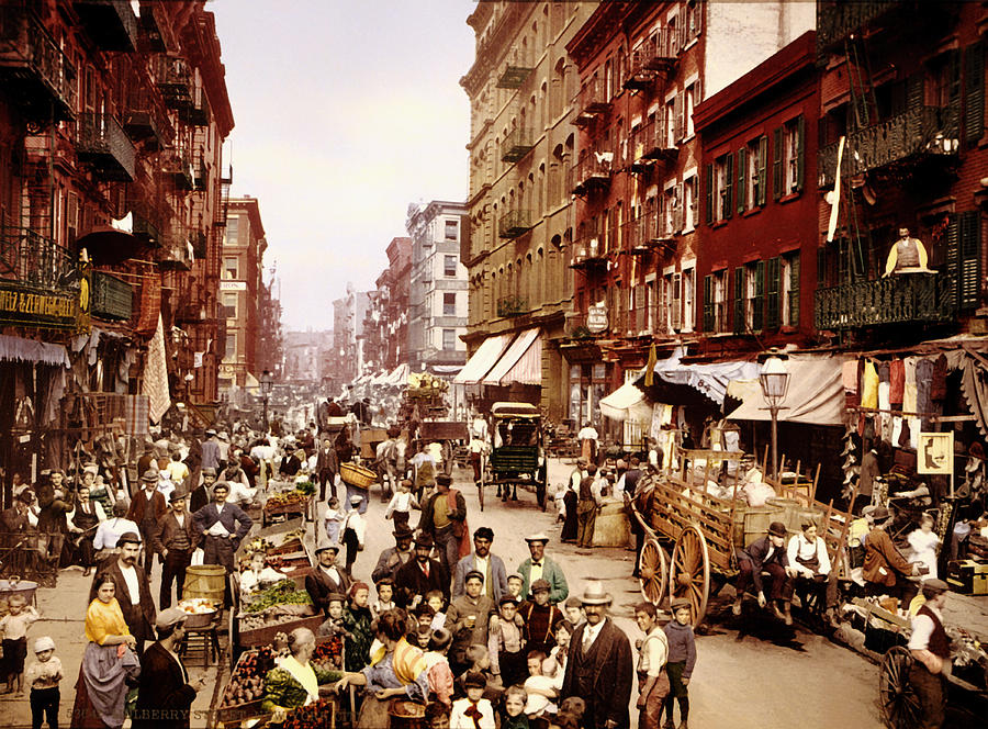 New York City Photograph - Mulberry Street in New York City - c1900 by Mountain Dreams