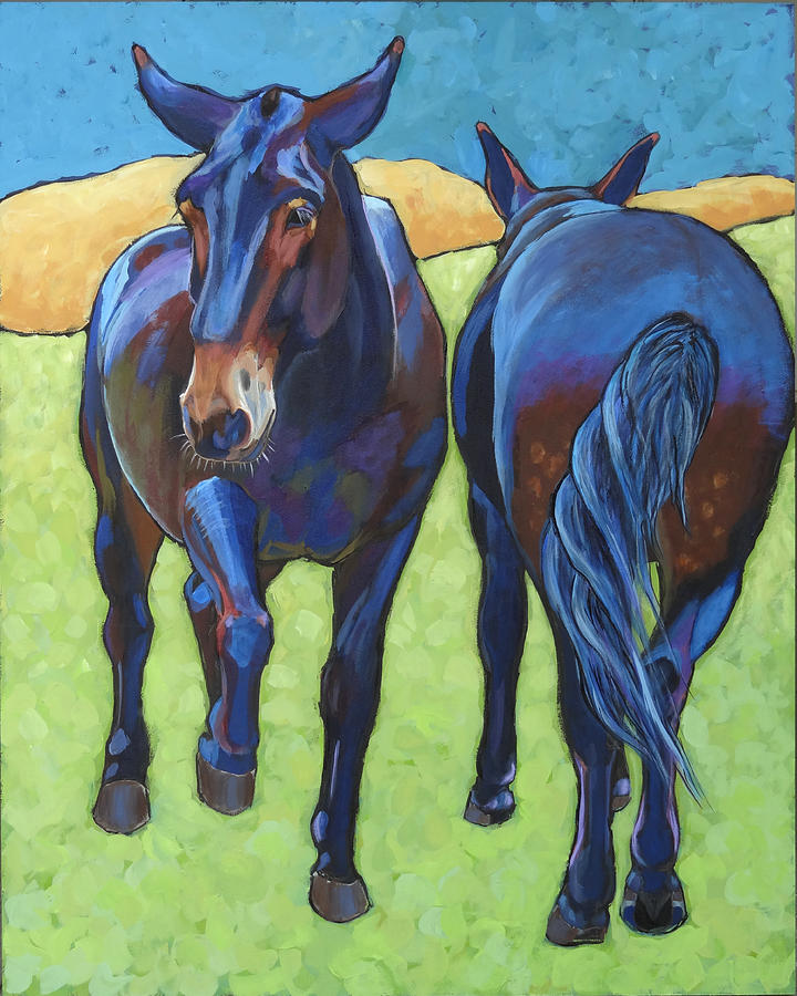 Mules Head to Tail Painting by Ande Hall