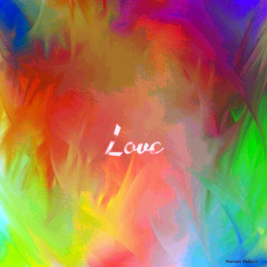 Rainbow Colors Mixed Media - Multi-Colored Love by Marian Lonzetta