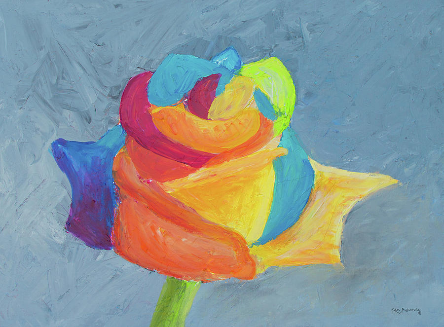 Multi Colored Rose Painting by Ken Figurski