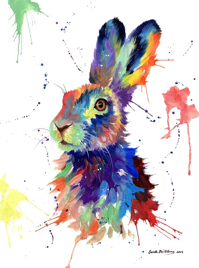 Peter Rabbit Painting - Multi Colour Hare by Sarah Stribbling