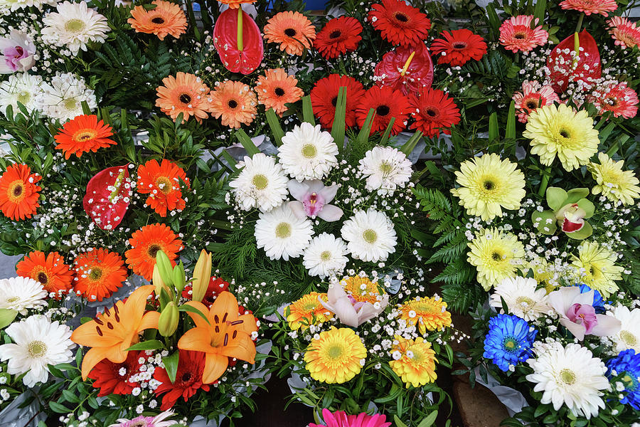 Multicolored Abundance - Lavish Flower Market Bouquets Photograph by Georgia Mizuleva