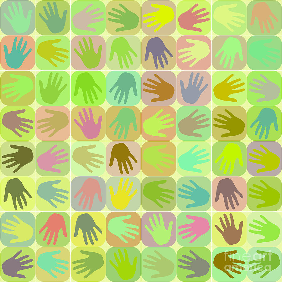 Pattern Digital Art - Multicolored hands pattern by Gaspar Avila