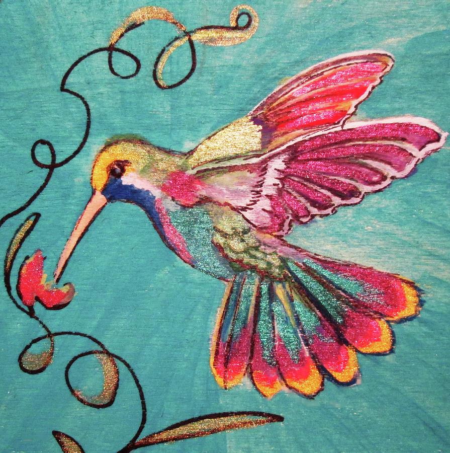 Multicolored Hummingbird Painting by Julie Belmont