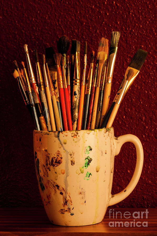 Multicolored Paint Brushes in Cup by Jim Corwin
