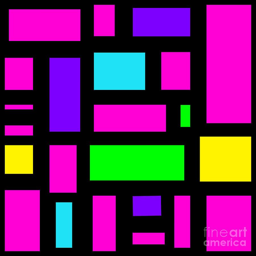 Multicoloured Rectangle Pattern Digital Art by Barefoot Bodeez Art
