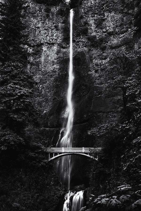 Multnomah Falls 1 Monochrome Photograph by John Gusky