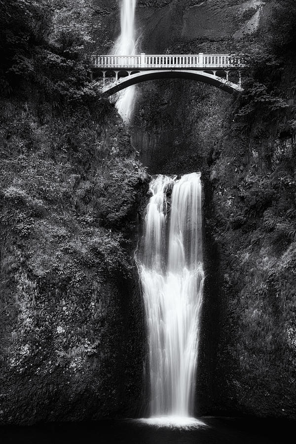 Multnomah Falls 2 Monochrome Photograph by John Gusky