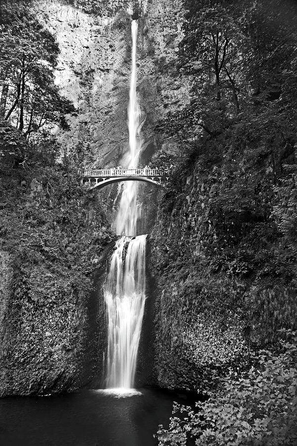 Multnomah Falls-Black and White Photograph by JustJeffAz Photography