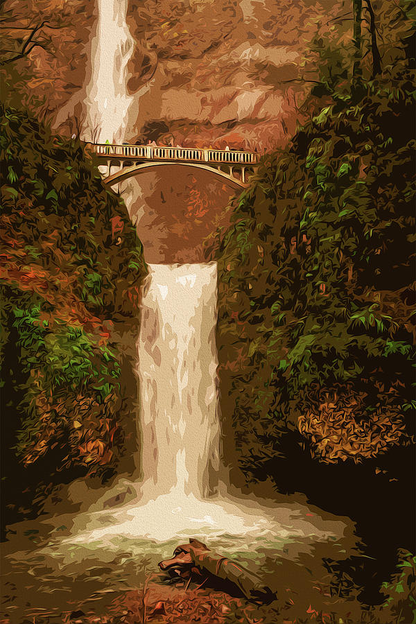 Multnomah Falls in Autumn Painting by AM FineArtPrints