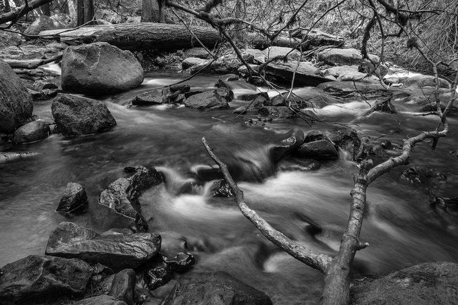 Multnomah Falls Rive Black and White  Photograph by John McGraw