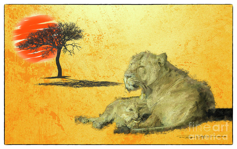 Mum and cub Mixed Media by Roger Lighterness