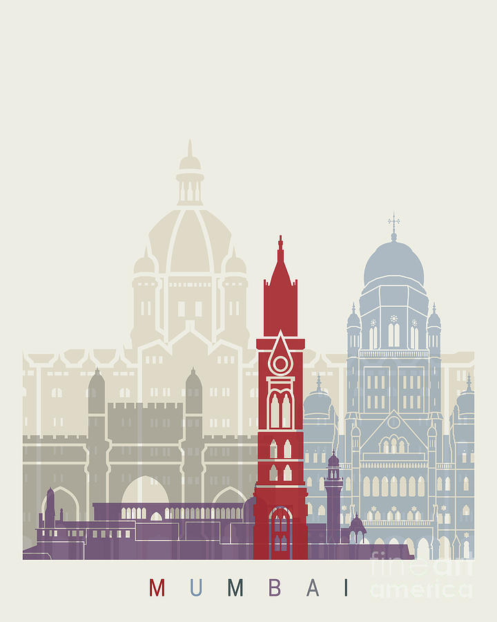 Mumbai skyline poster Painting by Pablo Romero