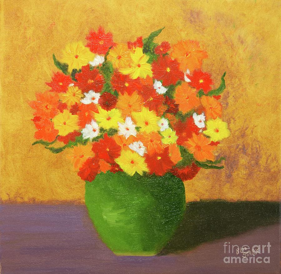 Mums and Marigolds  Painting by Barrie Stark
