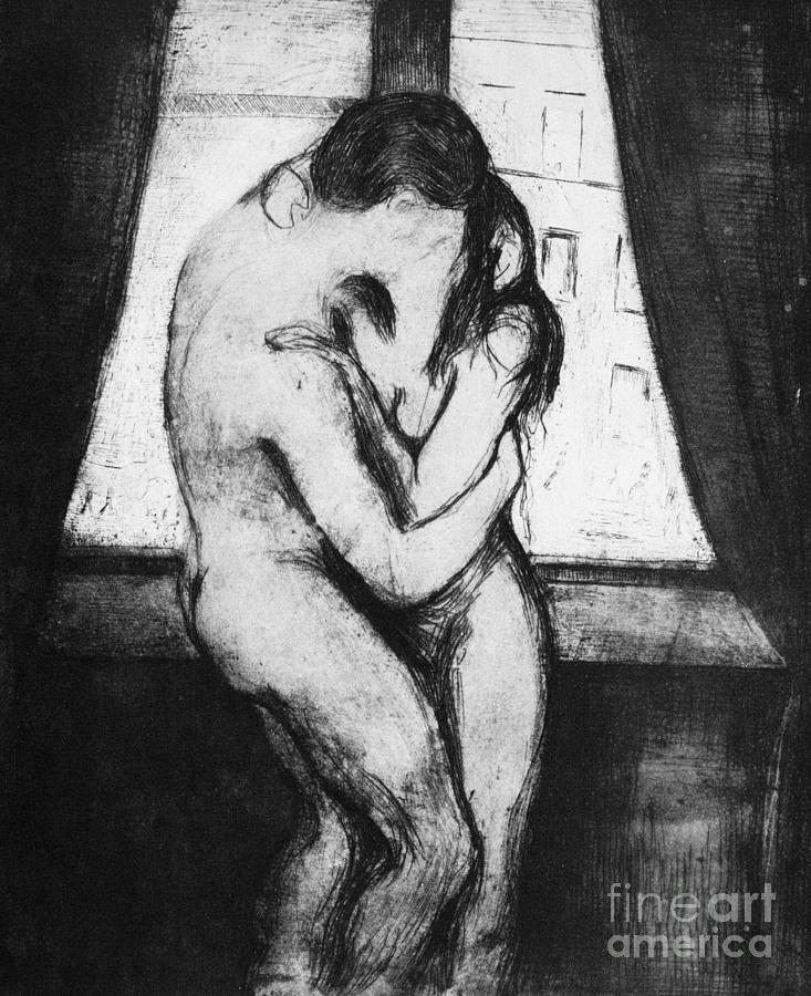 1895 Drawing - The Kiss, 1895 by Edvard Munch 1895 Drawing - The Kiss, 1895 by Edvard Munch