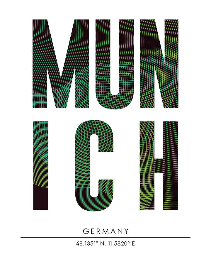 Munich, Germany - City Name Typography - Minimalist City Posters Mixed Media by Studio Grafiikka