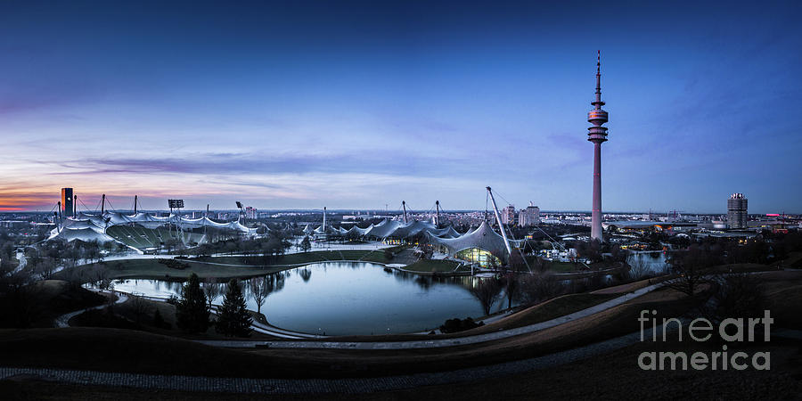 Munich - watching the sunset at the Olympiapark Photograph by Hannes Cmarits