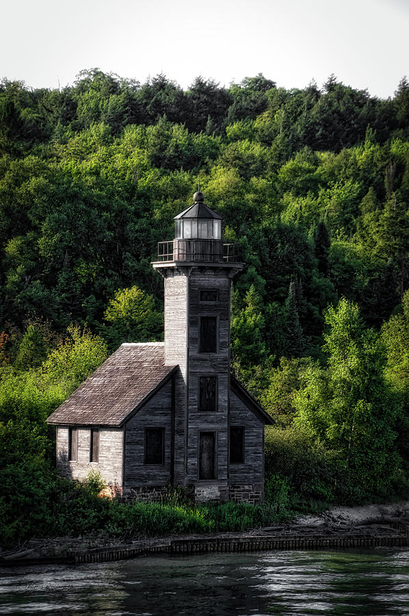 Lake Michigan Photograph - Munising Grand Island LightHouse Upper Peninsula Michigan Vertical 02 by Thomas Woolworth