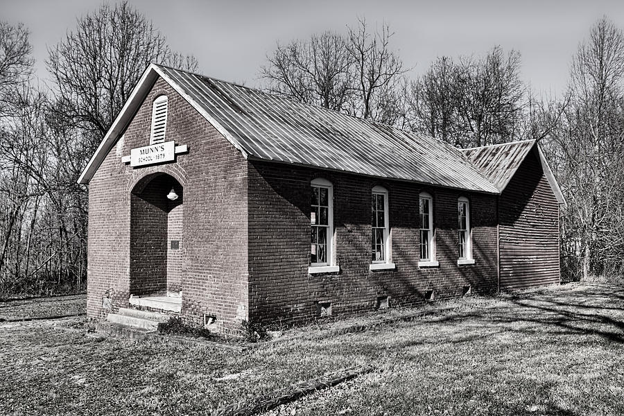 Munns Schoolhouse - b/w Photograph by Greg Jackson