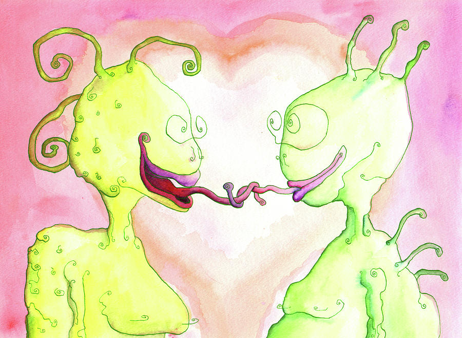 Alien Painting - Muns In Love by Jonathan Arras