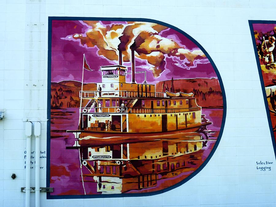 Paddle Wheeler Painting - Mural 12x120 feet detail Midwest Paddle Wheeler D A Thomas by Tim  Heimdal