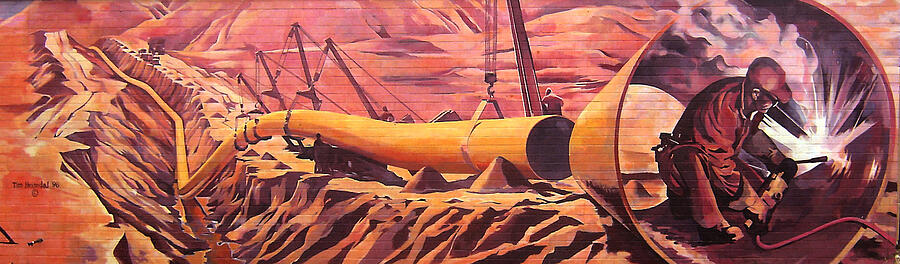 Mural 12x90 feet detail Pipeline Painting by Tim  Heimdal