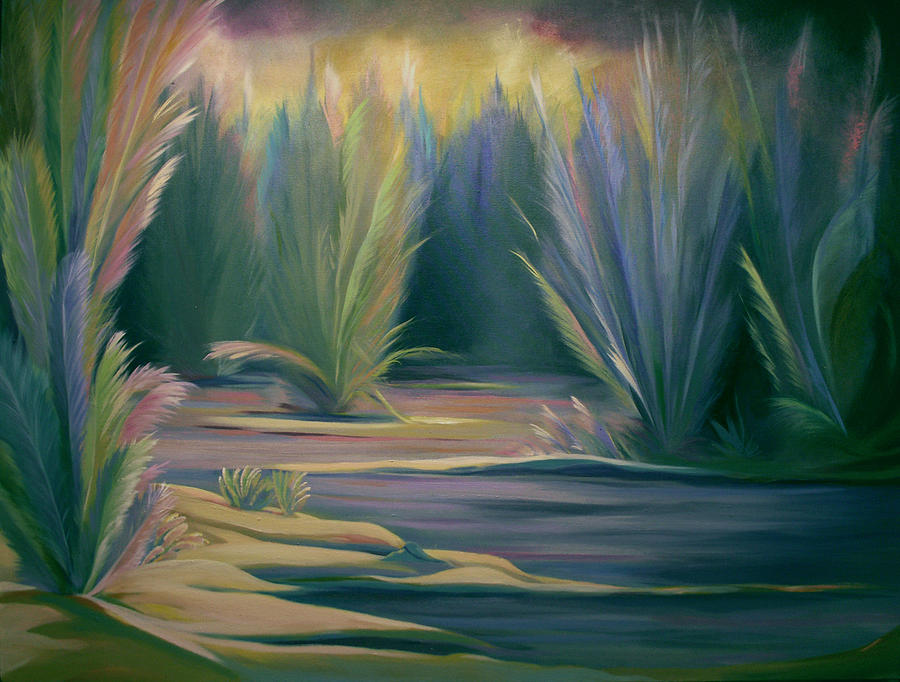Mural Field of Feathers Painting by Nancy Griswold