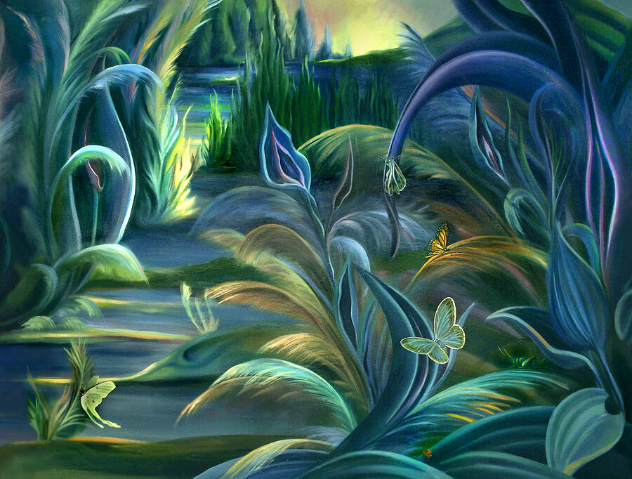 Mural  Insects of Enchanted Stream Painting by Nancy Griswold