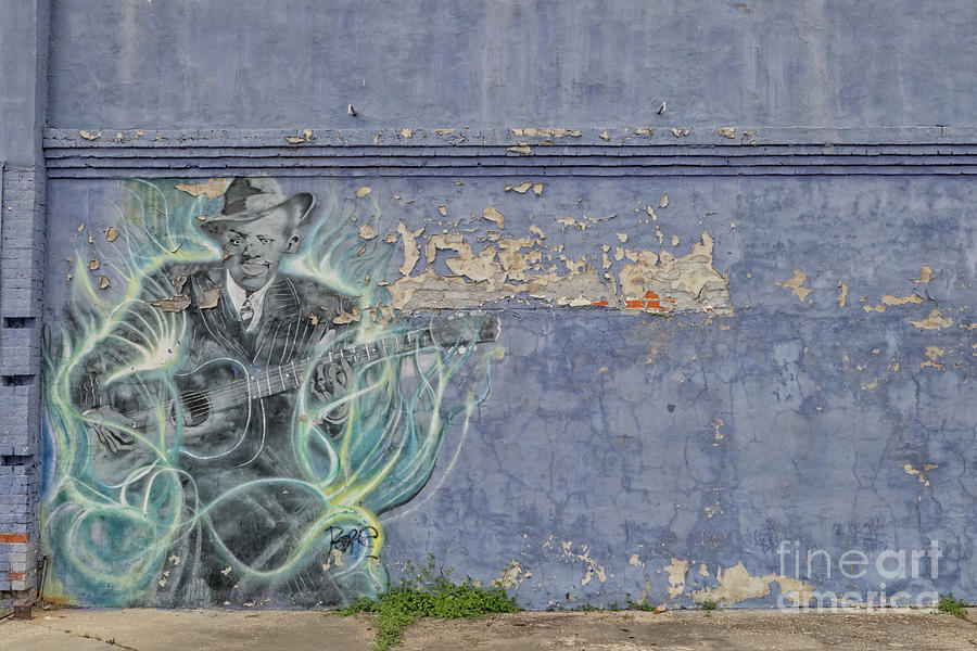 Mural Of Robert Johnson On A Wall In Clarksdale Photograph