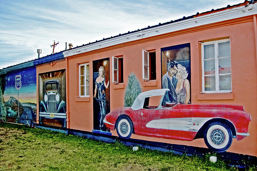 Mural on Motel Wall along Historic Route 66 in Tucumcari, New Mexico  Photograph by Ruth Hager