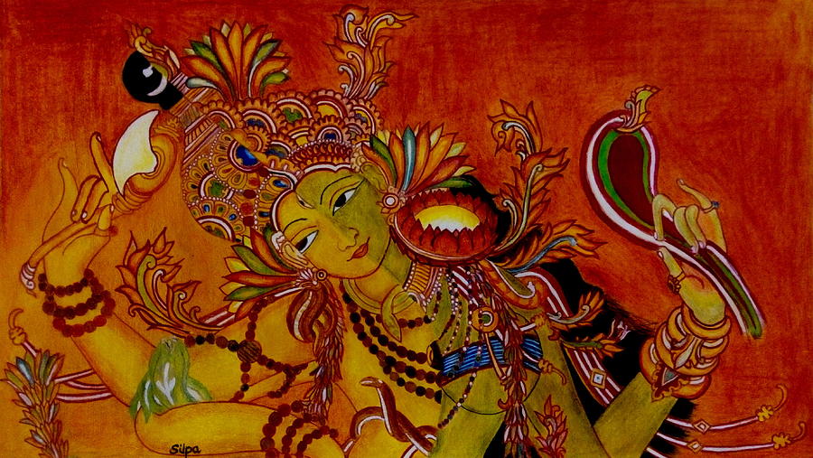 Ardhanarishwara Painting by Silpa Saseendran