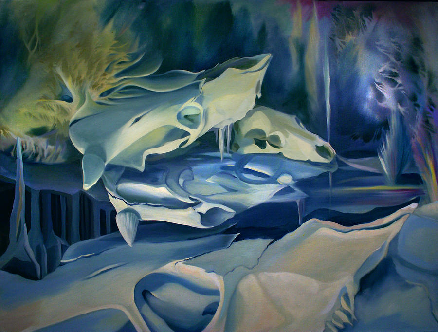 Surrealism Painting - Mural Skulls of Lifes Past by Nancy Griswold
