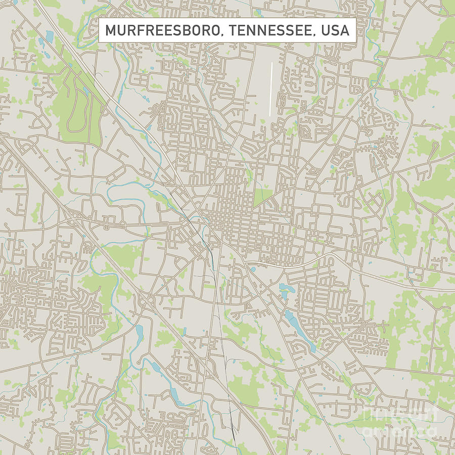 Murfreesboro Tennessee Us City Street Map Frank Ramspott 