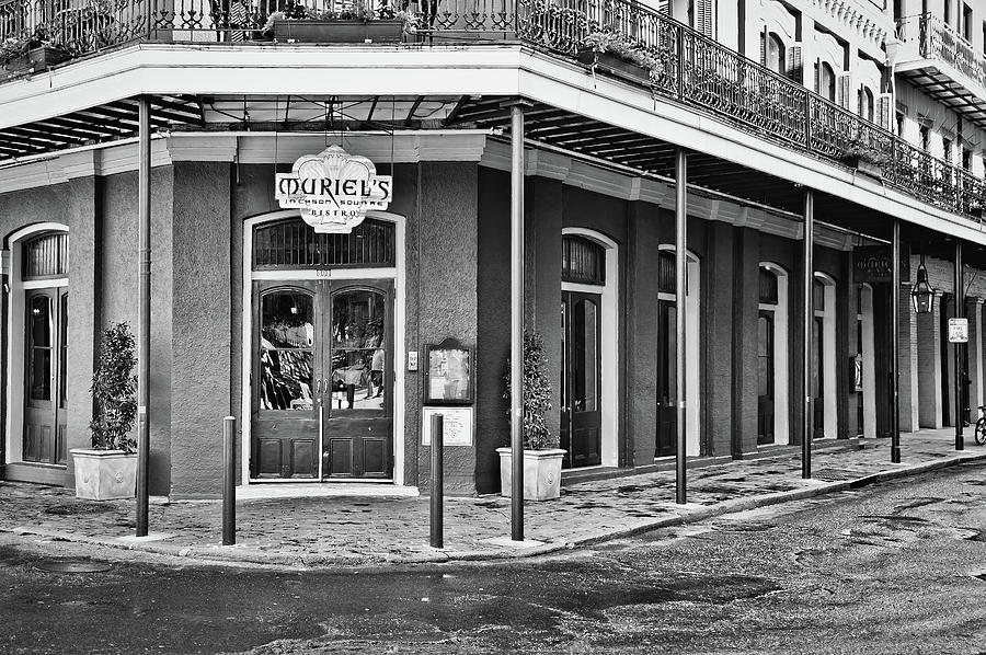 Muriels Bistro - Jackson Square - New Orleans - b/w Photograph by Greg Jackson