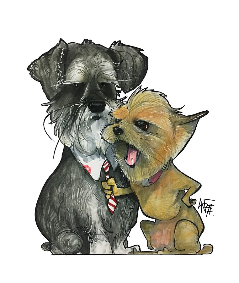 Pet Portrait Drawing - Murphy 3355 OSKAR and OLLIE by John LaFree