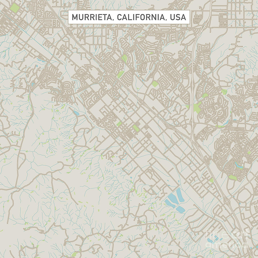 Murrieta California US City Street Map Digital Art by Frank Ramspott