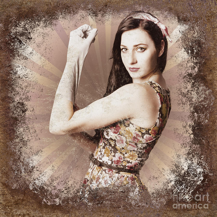 Vintage Photograph - Muscle and strength pinup poster girl by Jorgo Photography