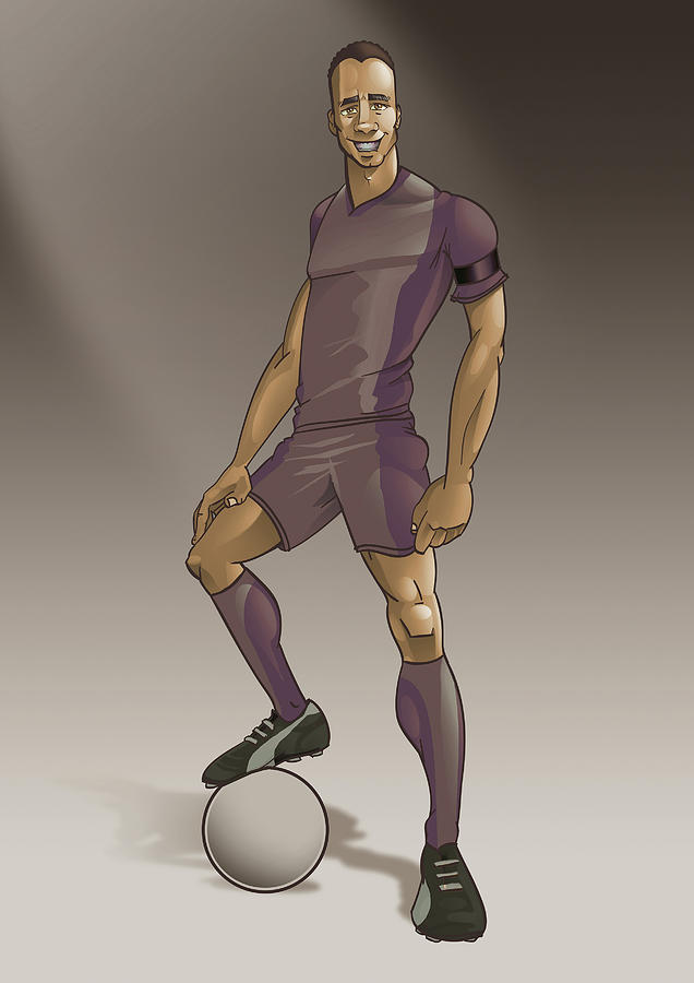 Soccer player pose with the ball Royalty Free Vector Image