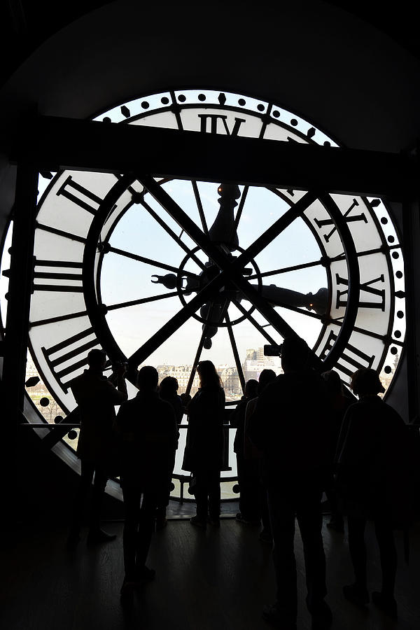 Musee dOrsay Giant Clock Face and People Silhouettes Paris France Photograph by Shawn OBrien